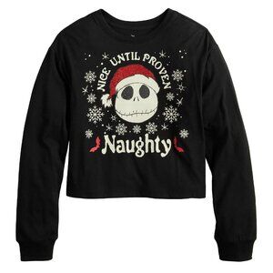 New! Nightmare Before Christmas T-Shirt Tim Burton Disney Girl Size Glitter Tee